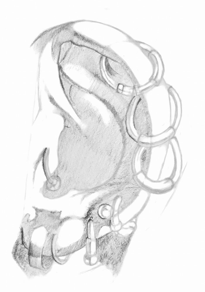 700x1000 How To Draw An Ear With Piercings Let's Draw People