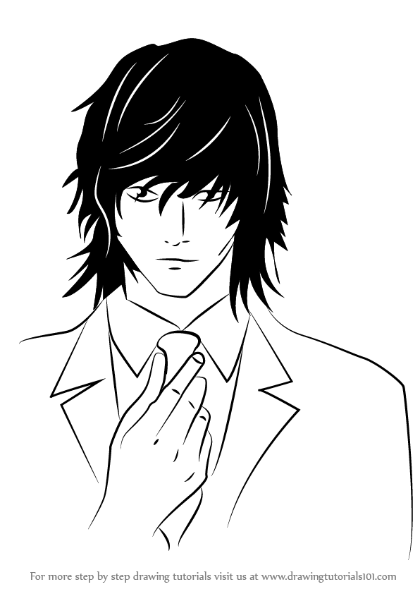 596x842 Learn How To Draw Teru Mikami From Death Note (Death Note) Step By