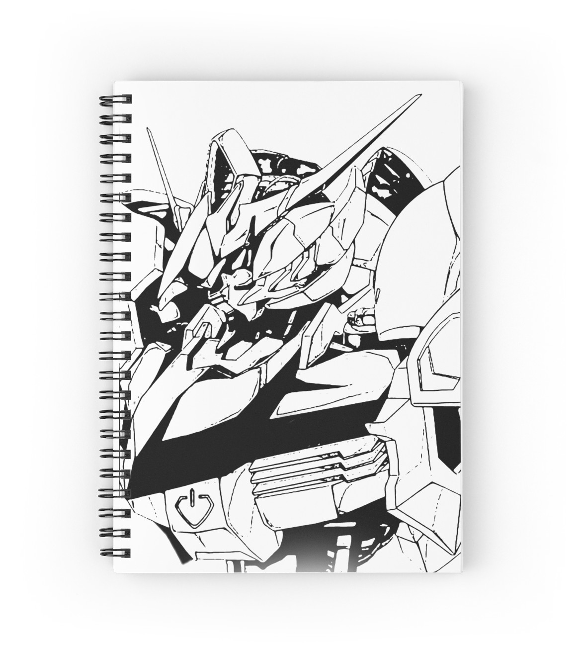 1171x1313 Gundam Barbatos Black And White Spiral Notebooks By Dworkshop