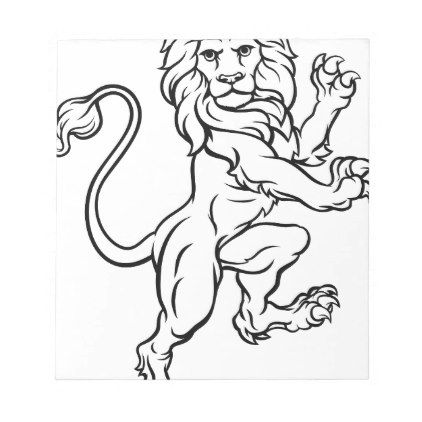 422x422 Lion Rampant Heraldic Crest Coat Of Arms Notepad