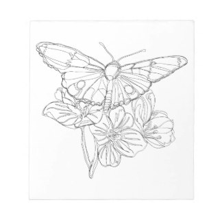 324x324 Black And White Flower Drawing Notepads Zazzle