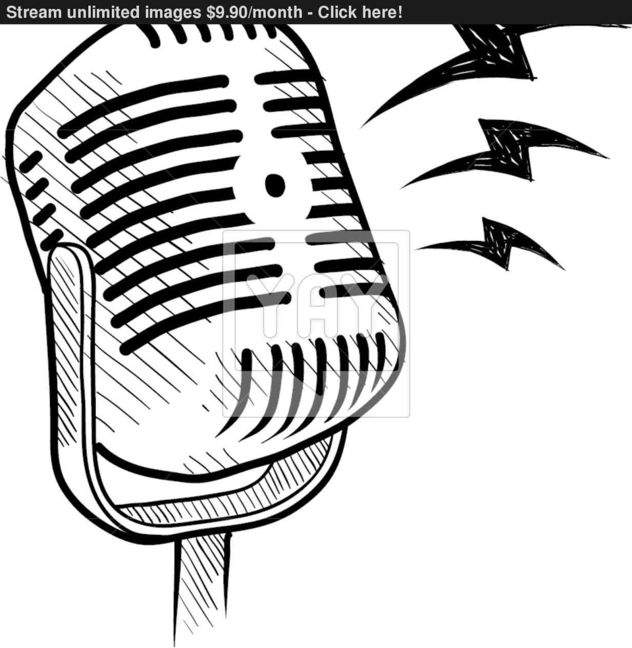 1232x1264 Microphone And Music Notes Drawing Mayamokacomm