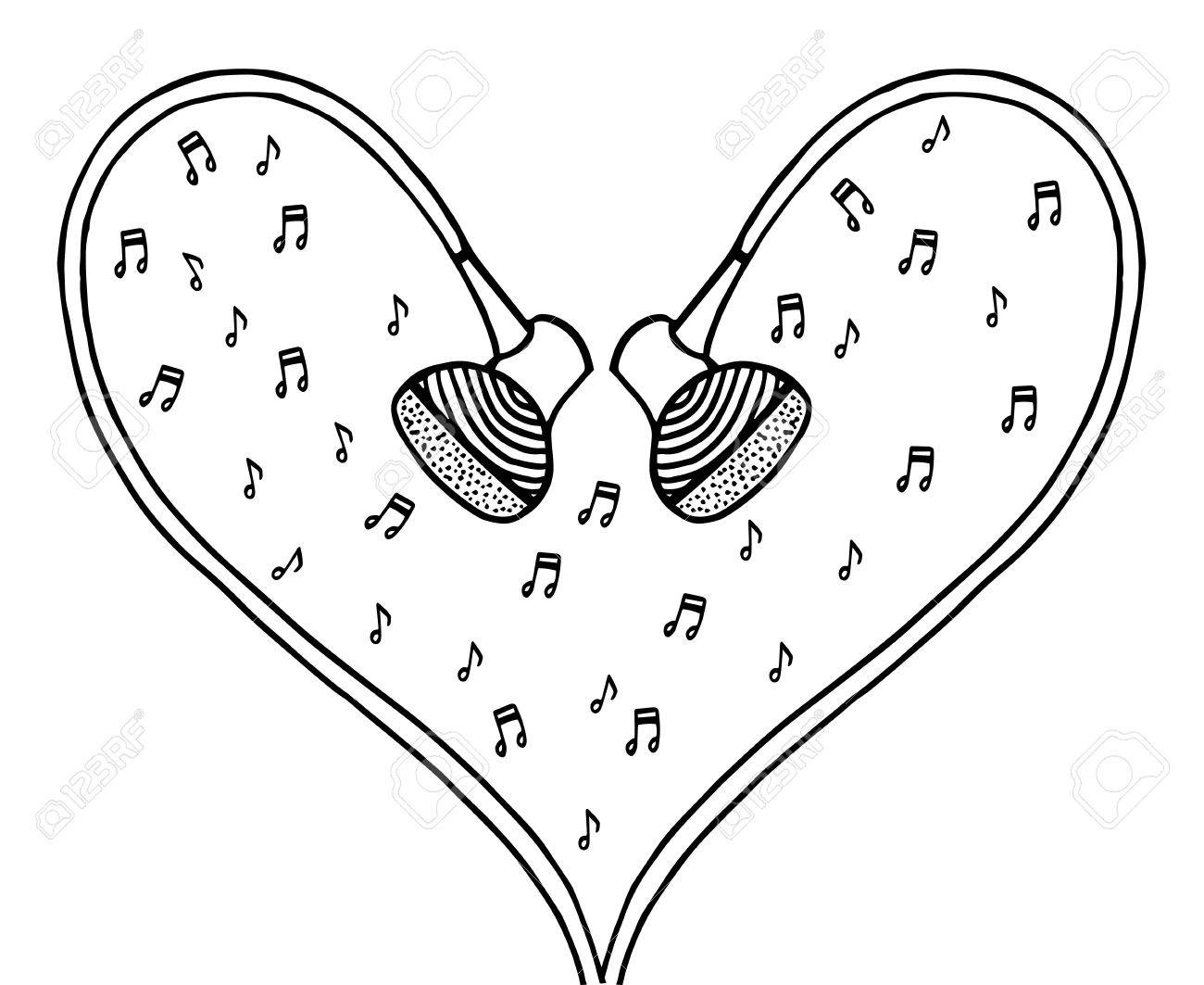 1300x1063 Doodle Style Headphones Vector Illustration With Musical Notes