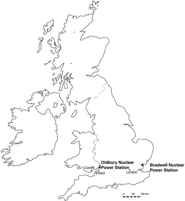 600x650 Figure Map 1. The Locations Of Bradwell Nuclear Power Station