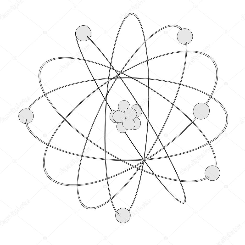 1024x1024 Cartoon Image Of Atom With Nucleus Stock Photo 3drenderings