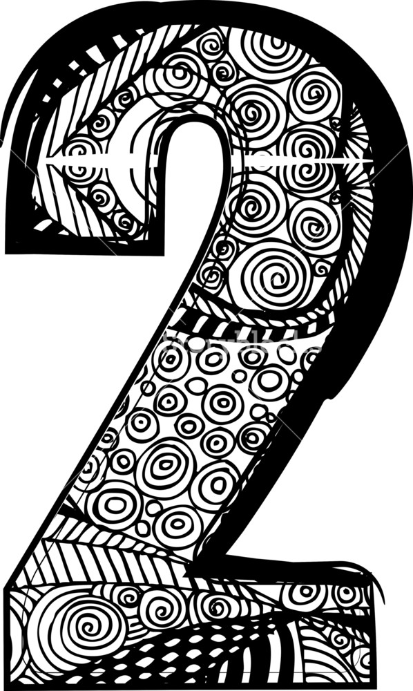 598x1000 Number 2 With Abstract Drawing. Vector Illustration Royalty Free