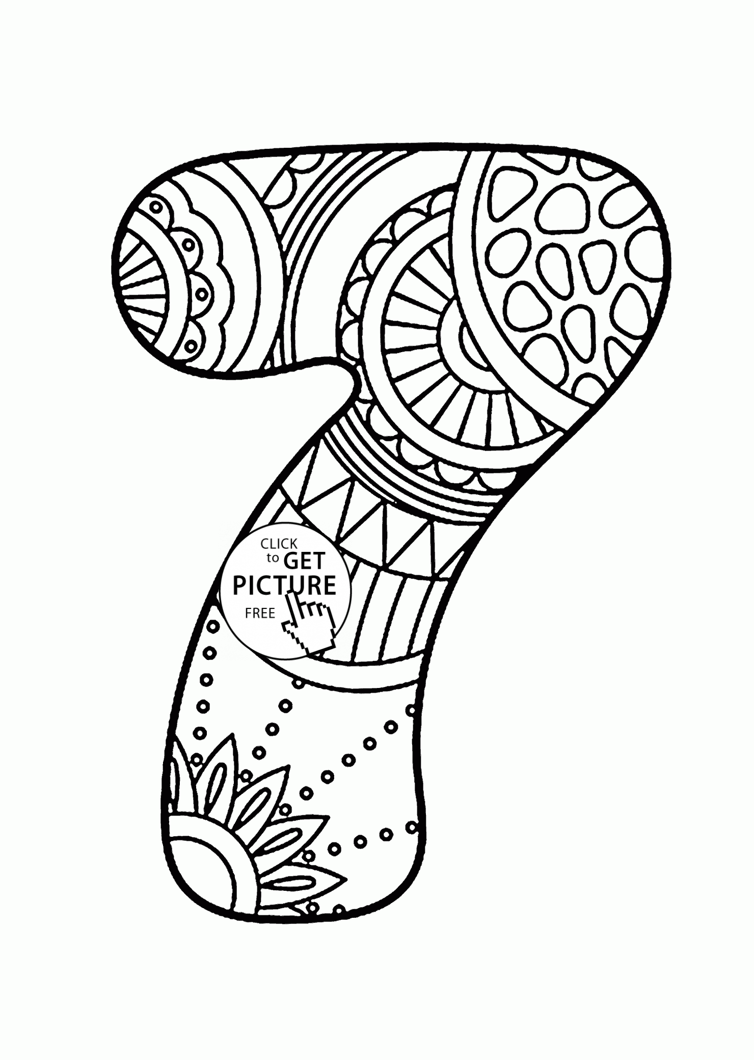 1480x2080 Pattern Number 7 Coloring Pages For Kids, Counting Numbers