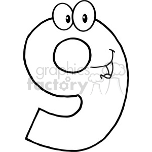 300x300 Royalty Free 5019 Clipart Illustration Of Number Nine Cartoon