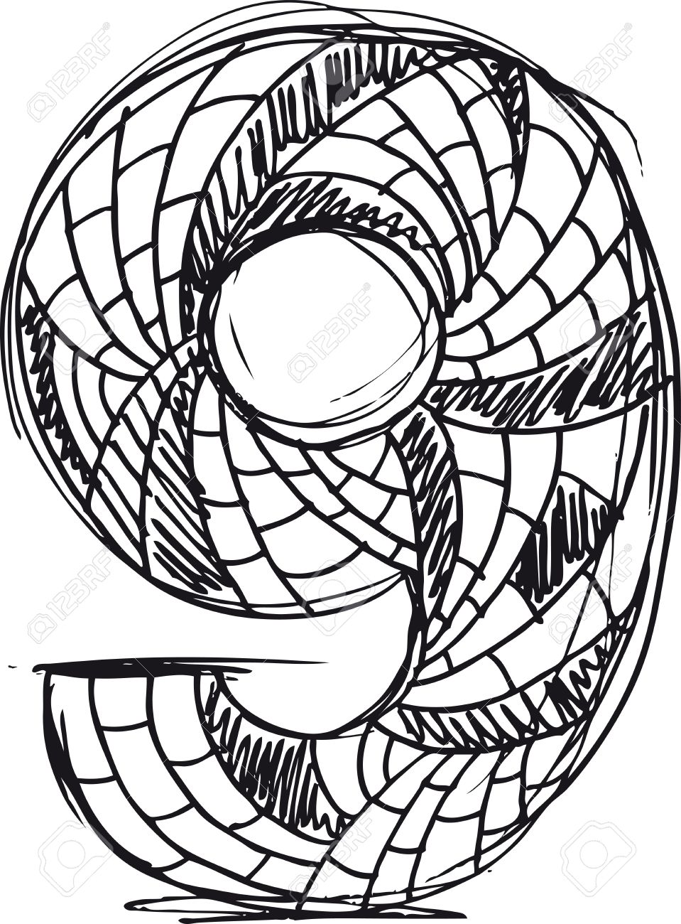 959x1300 Abstract Hand Drawn Number 9 Royalty Free Cliparts, Vectors,