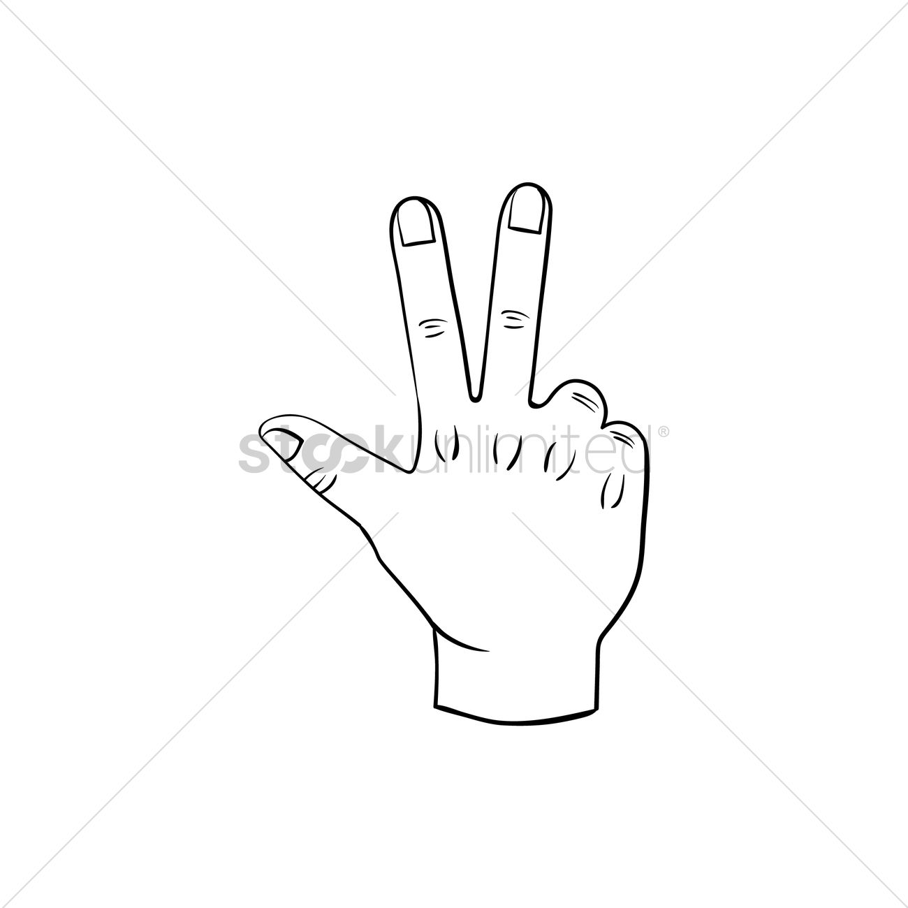 1300x1300 Sign Language Number Three Vector Image