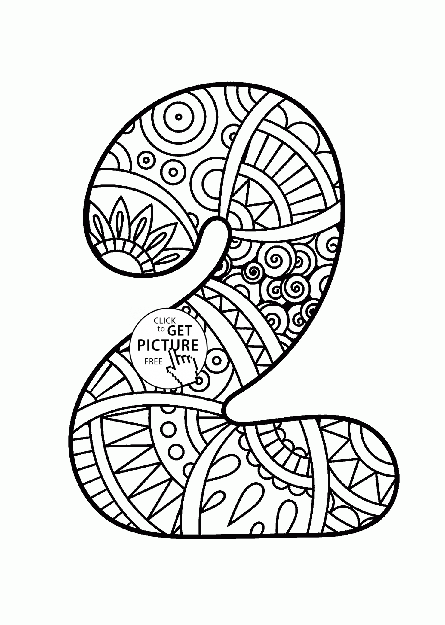 1480x2080 Pattern Number 2 Coloring Pages For Kids, Counting Numbers