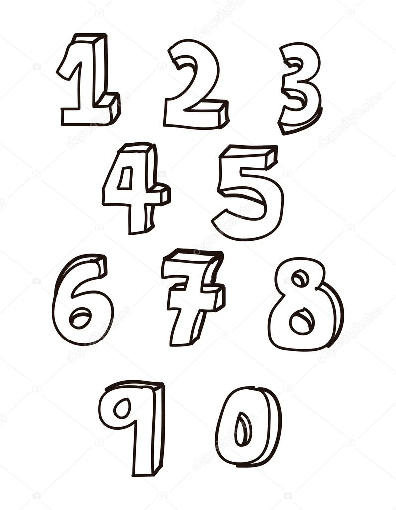 796x1023 Numbers Drawing Stock Vector Yupiramos