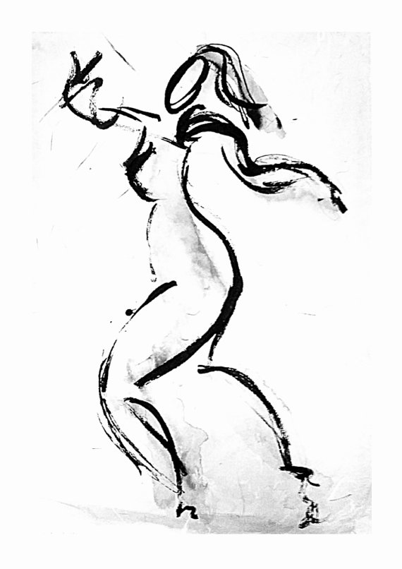 570x806 Modern Art Print Ink Drawing Sketch Unframed Print Giclee