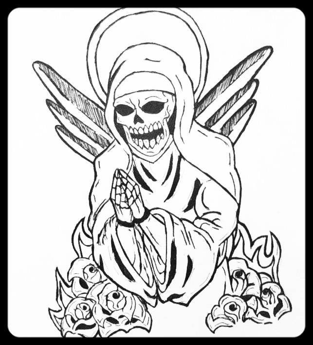 643x708 Nun Skull Tattoo Design By Raphturetarts