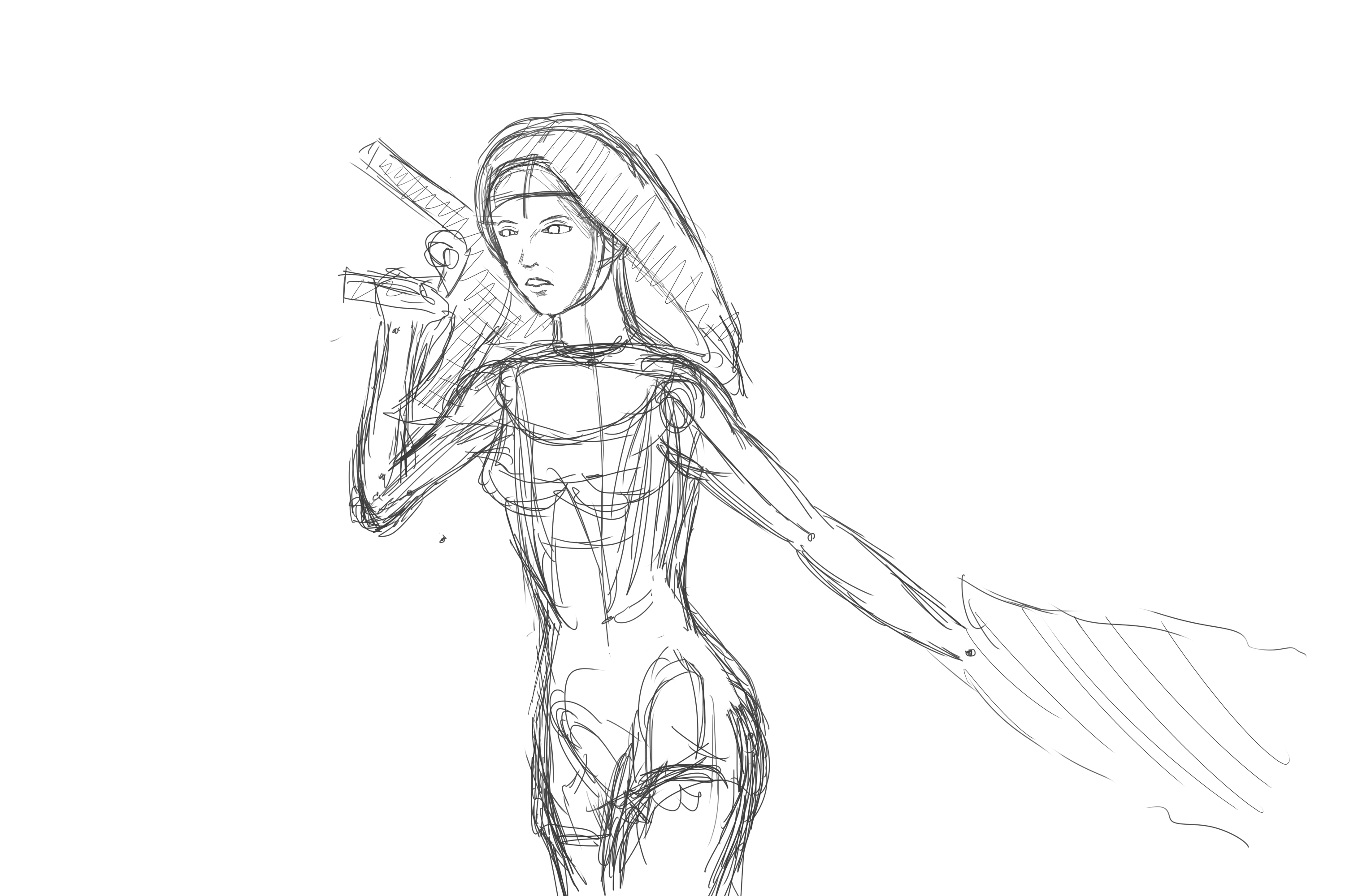 3000x2000 Nun With A Gun Sketch (Wip) By A Girl In A Sweater