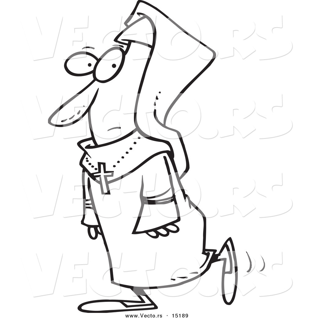 1024x1044 Vector Of A Cartoon Walking Nun