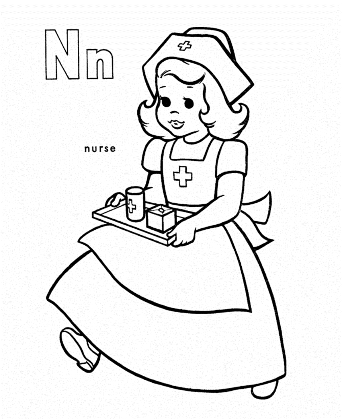 1193x1460 Free Alphabet Coloring Pages N Is Nurse Daycare Coloring Pages
