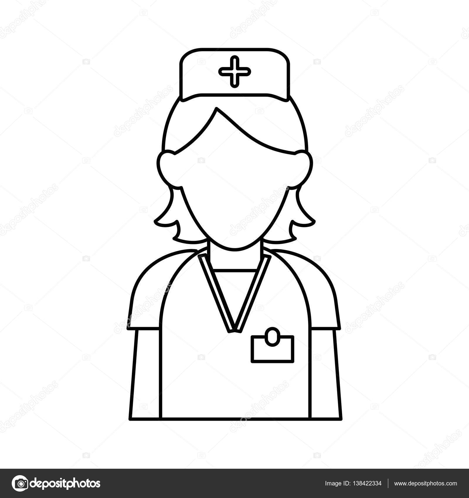 1600x1700 Nurse Staff Care Clinic Uniform Hat Cross Outline Stock Vector