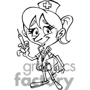 300x300 Female Nurse Cartoon Character In Black And White Cartoon Board