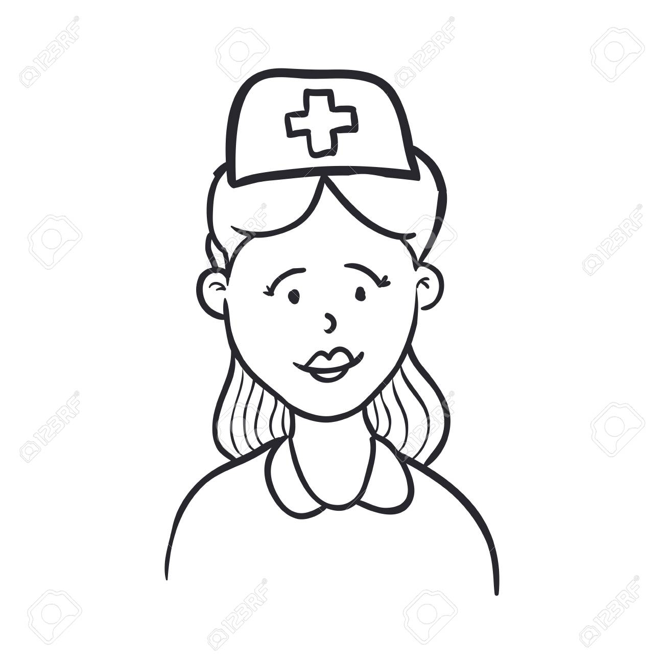 1300x1300 Nurse Draw Cartoon Icon Vector Illustration Graphic Design Royalty