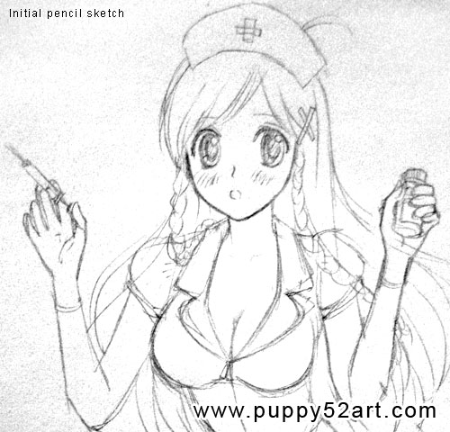 500x480 Nurse Drawing With Pencil From Sketch To Ink Process Puppy52