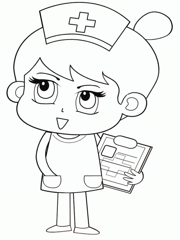 600x800 Chibi Nurse Coloring Page