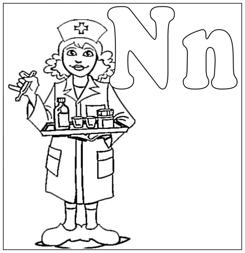 824x850 N Is For Nurse Coloring For Kids