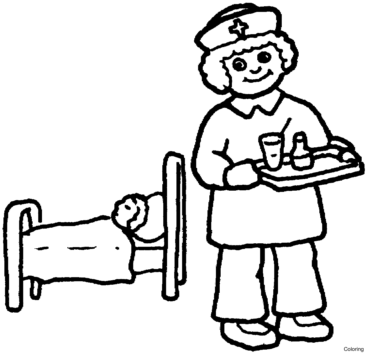 1171x1129 Nurse Kids Coloring Page Very High Quality Hand Drawing