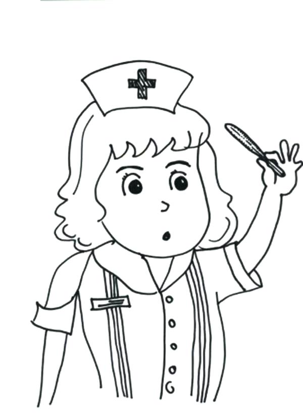 600x824 Awesome Thermometer Coloring Page Kids Pages Nurse Checking