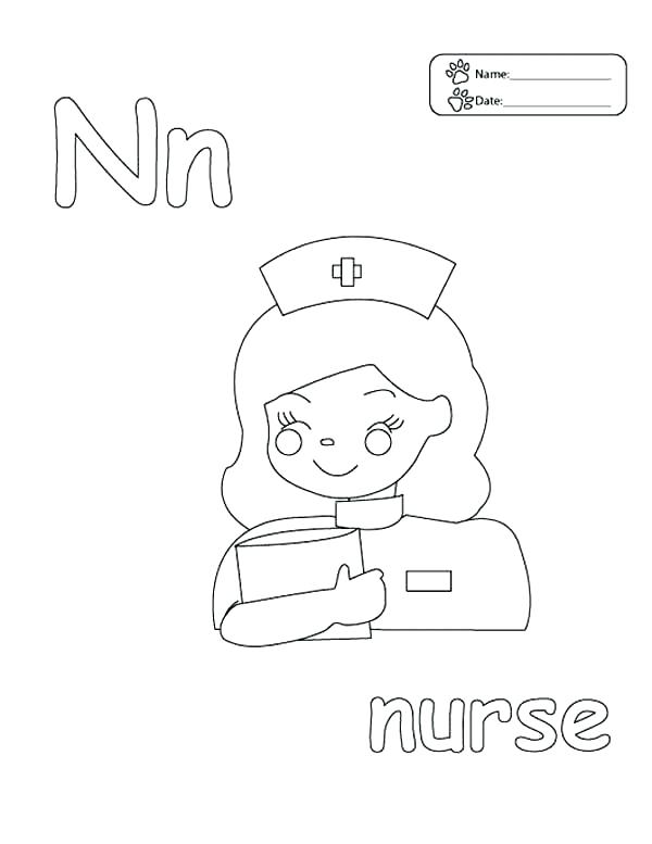 600x777 Nurse Coloring Page Nurse Coloring Pages Letter N Letter N Is