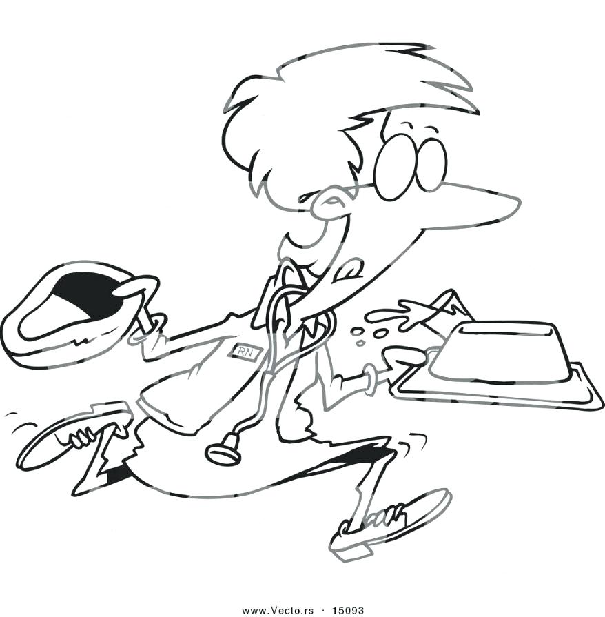 878x895 Nurse Coloring Page Vector Of A Cartoon Running Nurse Coloring
