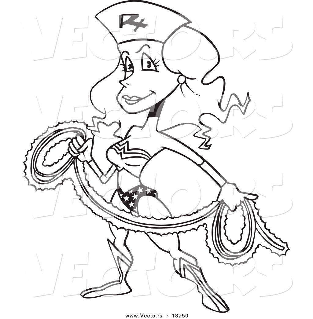 1024x1044 Vector Of A Cartoon Wonder Nurse With A Rope