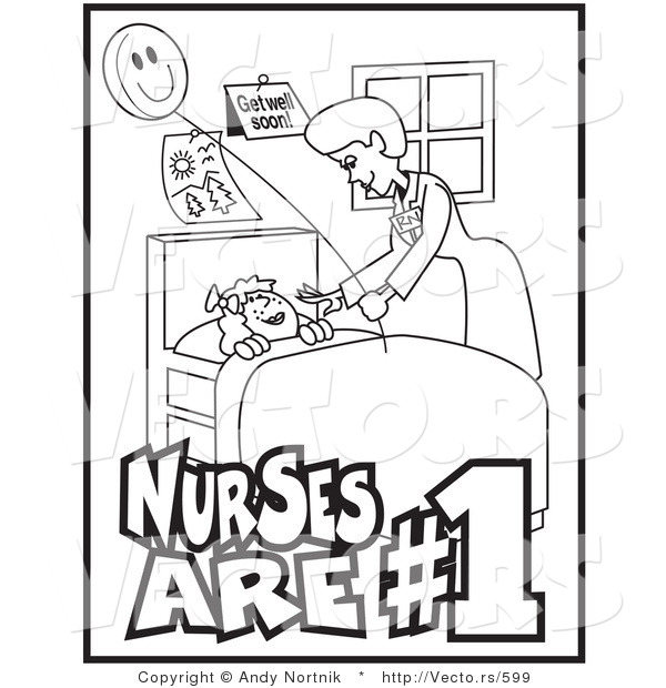 600x620 Vector Of Friendly Nurse Checking On Sick Child Resting In