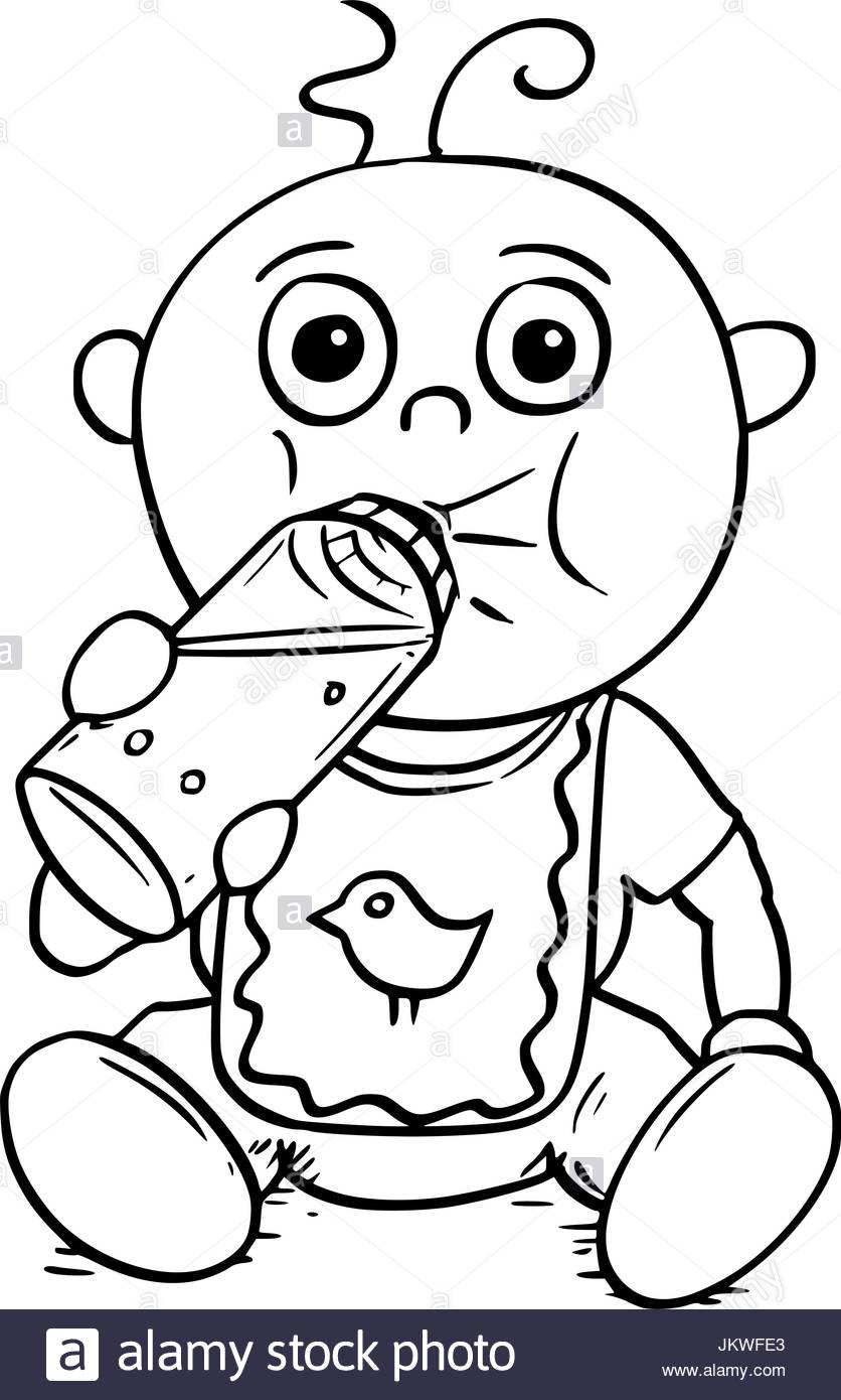 836x1390 Hand Drawing Cartoon Vector Illustration Of Baby Drinking