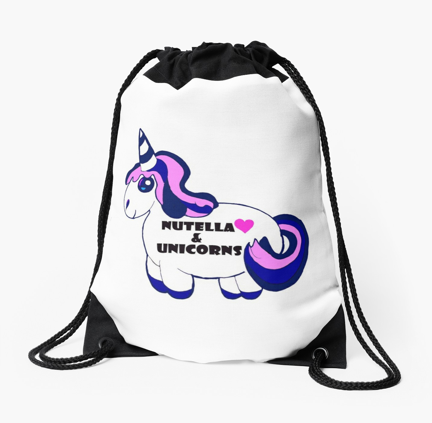 1435x1404 Nutella And Unicorns Drawstring Bags By Indiehippie Redbubble