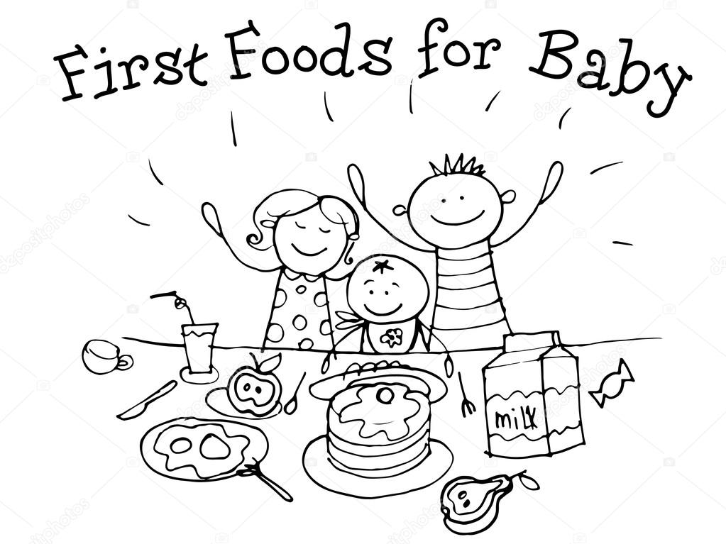 1023x767 First Food For Babies. Nutrition. Kids Health. Graphics Sketch
