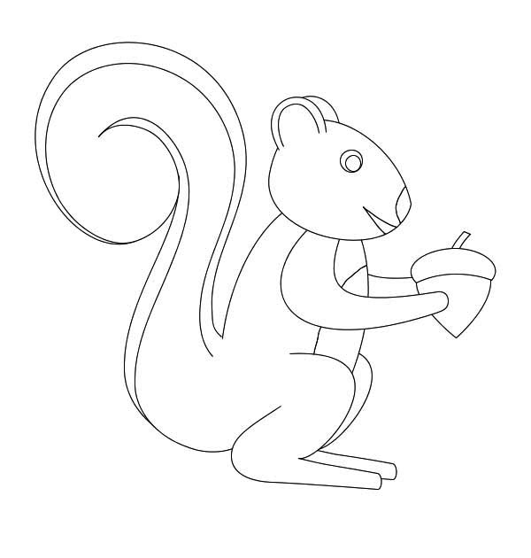 600x630 How To Draw Squirrel With Oak Nut Coloring Page
