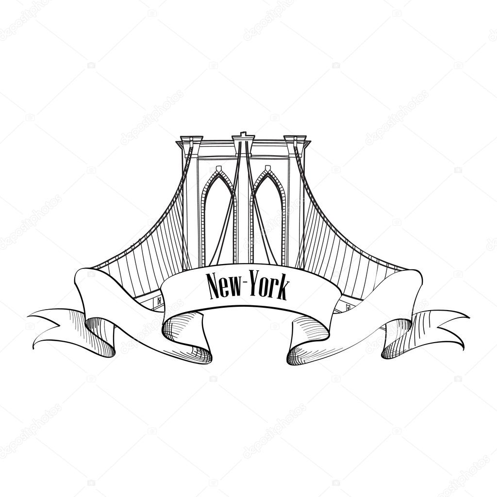 1024x1024 New York Brooklyn Bridge Stock Vector Yokodesign