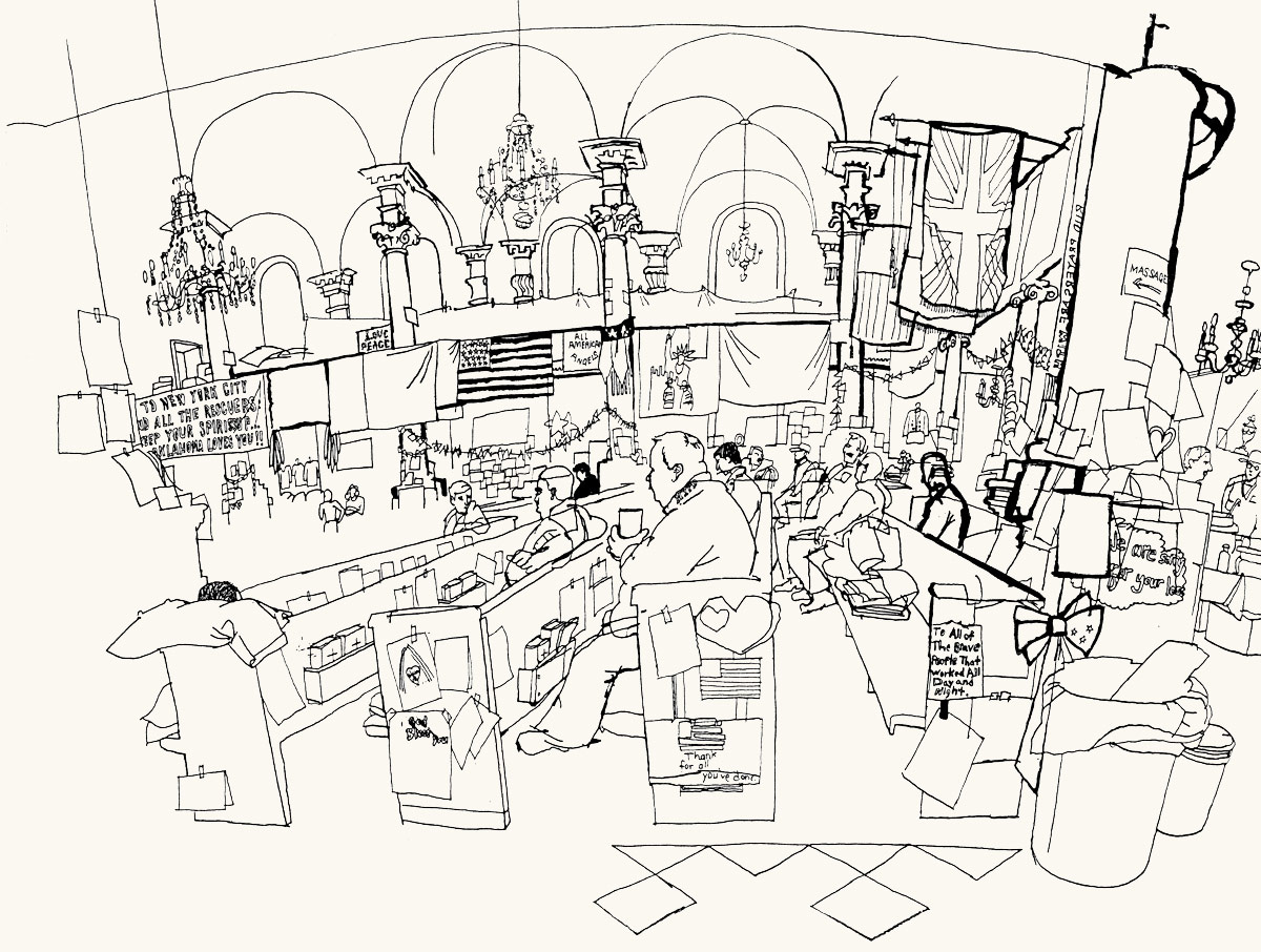 1200x906 Lucinda Rogers Ground Zero Ink Line Drawing September 11 New York