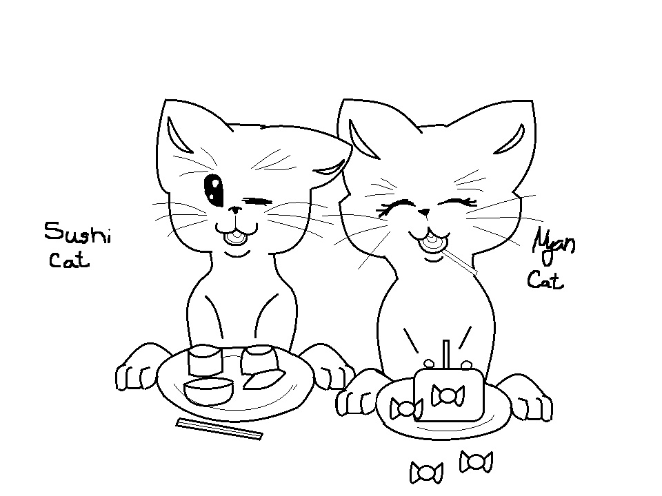 960x720 Sushi Cat And Nyan Cat Lineart By Ivonchithefox