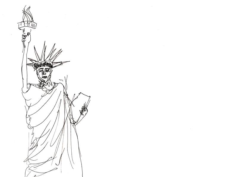 770x595 Saatchi Art Nyc Liberty Drawing By Alexander Yakov