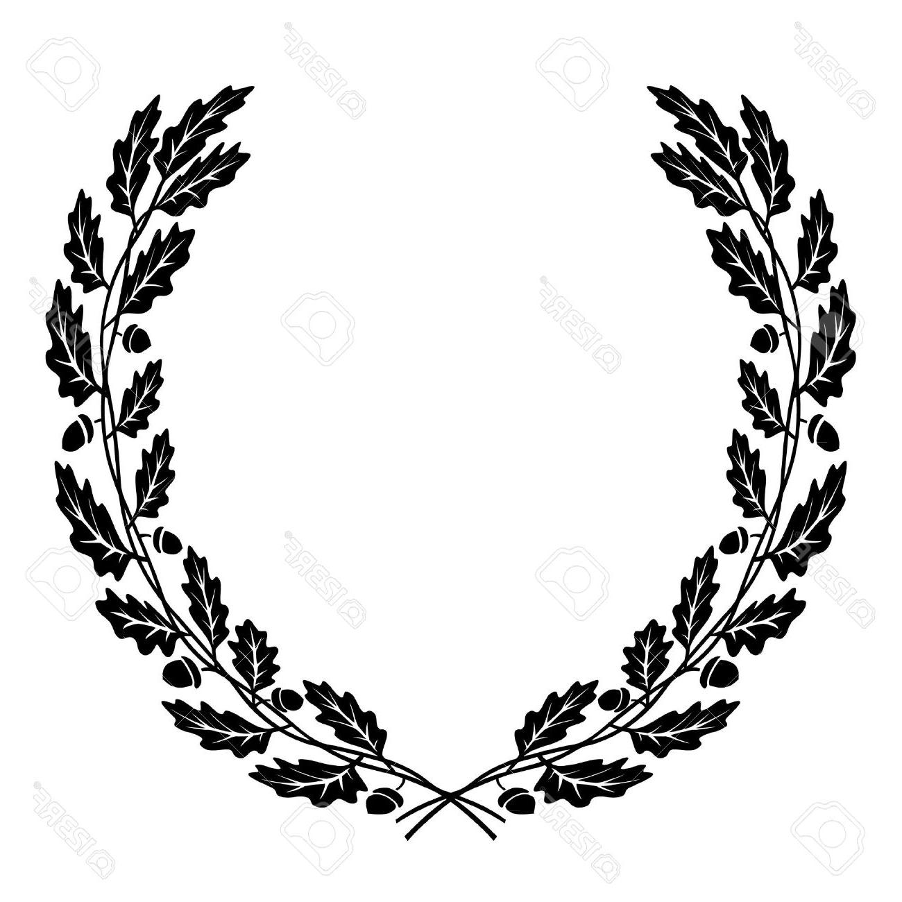 1300x1300 Hd Vector Wreath Of Oak Leaves Black Silhouette Stock Drawing