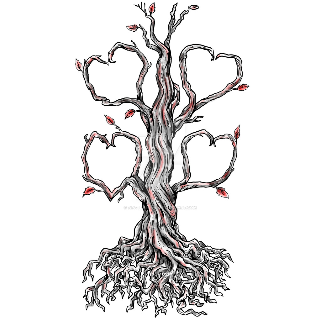 1024x1024 Twisted Oak Tree Heart Branch Tattoo By Apatrimonio