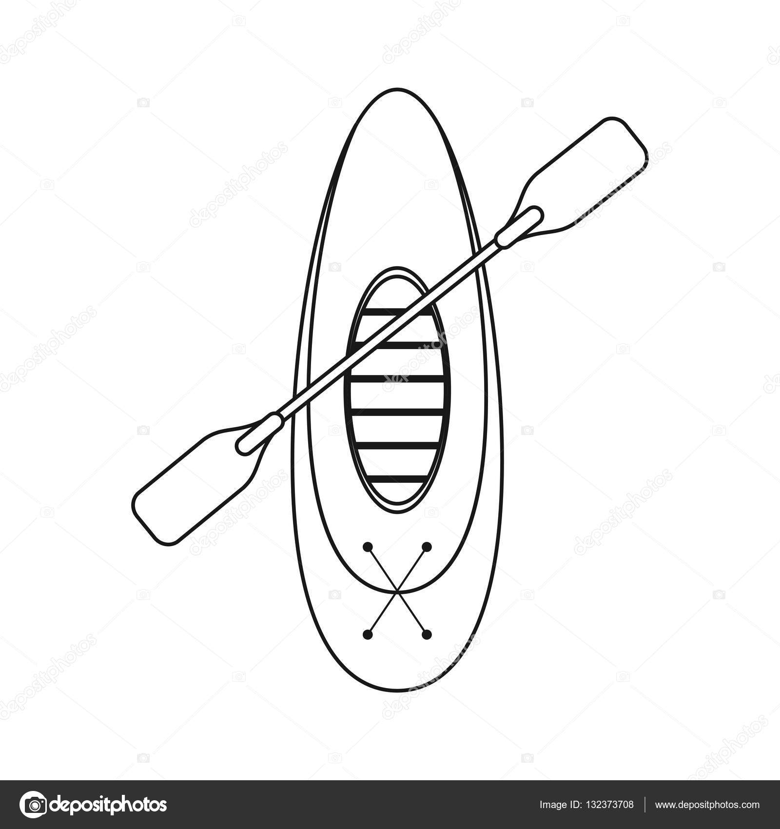 1600x1700 Outline Kayaking Board Oar Recreation Camping Stock Vector