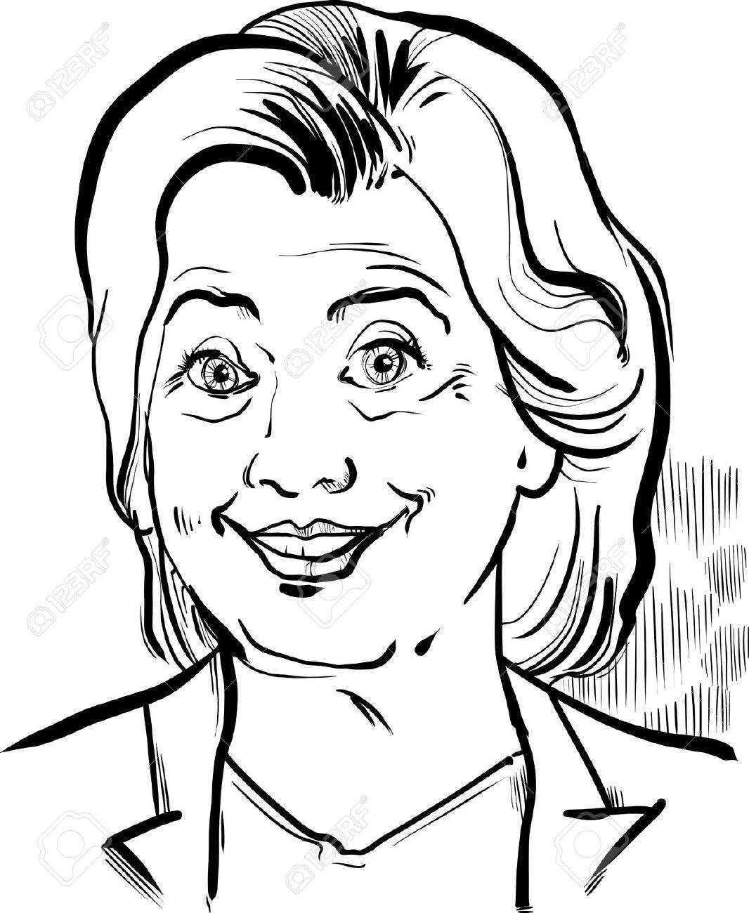 1066x1300 Black And White Drawing Caricature Portrait Of Hillary Clinton