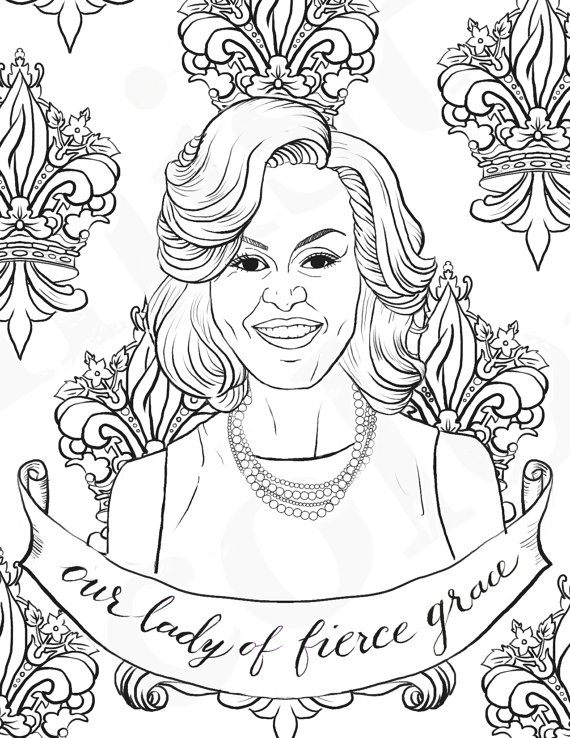 570x738 Michelle Obama First Lady Feminist Coloring Portraits
