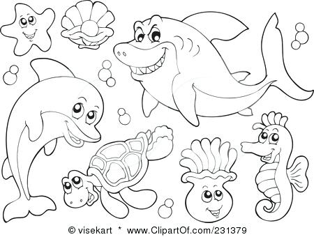 450x340 Ocean Animal Coloring Pages Ocean Animals Coloring Pages Pin Drawn