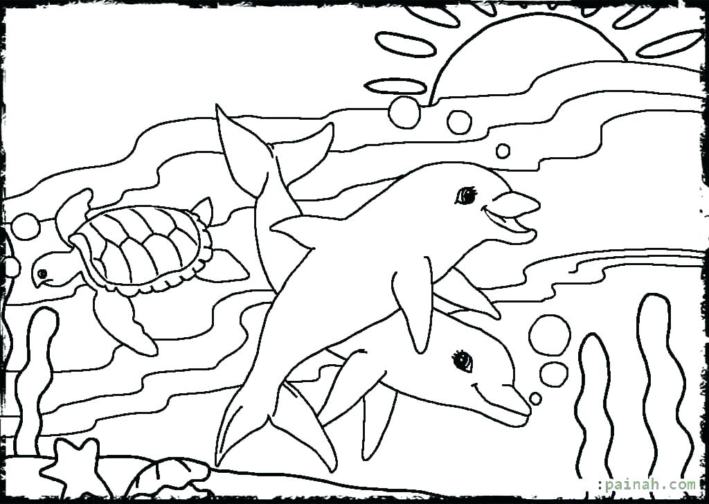 1024x728 Coloring Pages Sea Animals Coloring Pages Of The Ocean Scene