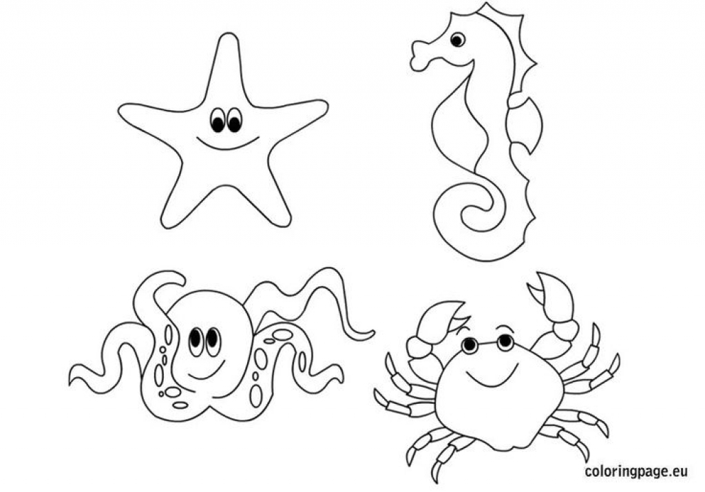 1024x715 Printable Ocean Animal Coloring Pages For Amusing Page Printable