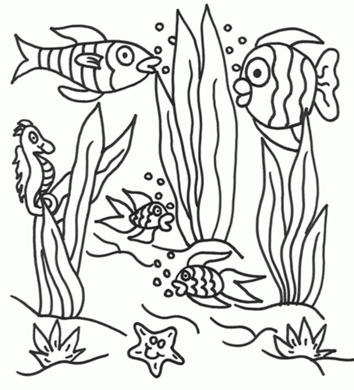 700x771 Happy Ocean Scene Coloring Pages For Kids Book